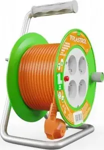 Катушечный удлинитель Plastrol Standard Line 10м, H05VV-F 3x1мм², 4 розетки, термозащита, 10А, оранжевый