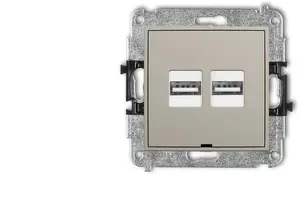 Karlik MINI Dual USB Charger Mechanism 2xUSB-A, 15.5W, 5V, 3.1A, Taupe