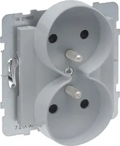 Legrand SUNO Double Socket 2x2P+E, 16A 250V, White, Automatic Terminals with Shutters