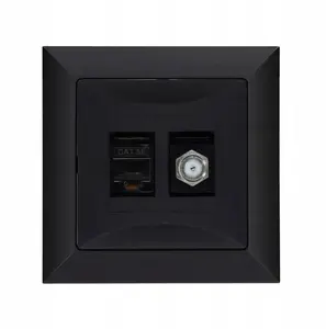 Düwi 33205 Flush-Mounted Socket Type F with RJ-45 Port, Black