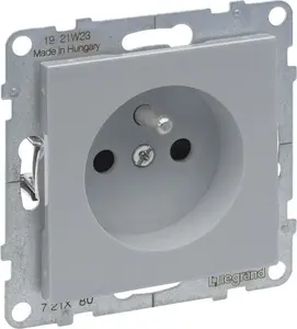 Розетка Legrand SUNO 2P+Z со шторками, 16А 250В, безвинтовые зажимы, алюминий