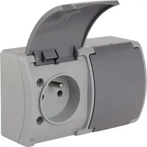 ELEKTROPLAST Koala Double Socket with Grounding IP44 Ash/Graphite
