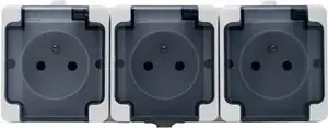 KOS Bryza Triple Socket Outlet with Grounding and Protective Flap, 16A IP44, White