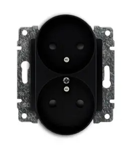 KOS Double Socket Outlet with Earthing, 2 x 2P+Z, 16A 250V, Matte Black, Without Frame