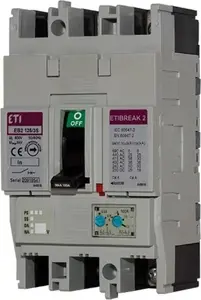 Eti-Polam EB2 125/3L Molded Case Circuit Breaker, 3-Pole, 100A, 25kA, Thermo-Magnetic Trip
