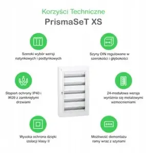 Schneider Electric PrismaSeT XS 3x24 Flush-Mounted Distribution Board, IP40, IK09, White Door
