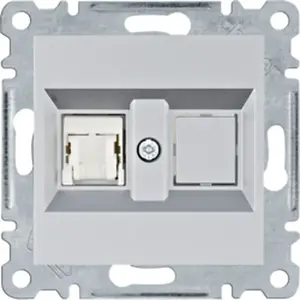 Компьютерная розетка Hager Lumina RJ45 кат.5e UTP одинарная, серебристая