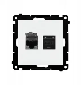 Двойная компьютерная розетка Kontakt-Simon Simon RJ45 категории 6, экранированная с защитной шторкой, матовый белый