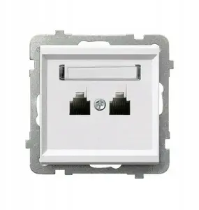 Ospel SONATA Double Independent Telephone Socket, Matte White