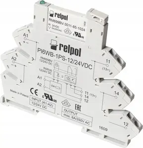Relpol PIR6WB-1PS-24VAC/DC-R Interface Relay 6.2mm 1P 24V AC/DC with Spring Terminals