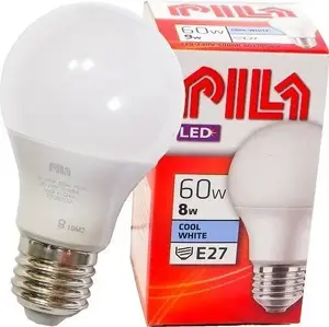 Philips PILA LED A60 E27 60W Equivalent Cool White Frosted Non-Dimmable Light Bulb