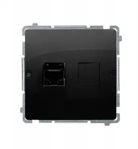 Компьютерная розетка Kontakt-Simon Basic RJ45 одинарная, категория 5e, винтовое крепление, черная