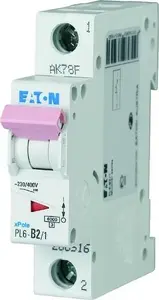 Автоматический выключатель EATON PL6-D16/1 16А 1-полюсный 6кА