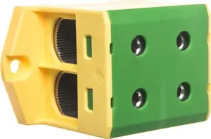 MOREK OTL150-2 Terminal Block for AL/CU Conductors 25-150mm2, 1-Pole, 4-Connection, DIN Rail Mount, Yellow-Green
