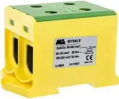 EM Group EURO multiOTL 240 2-polu spaiļu bloks, 35-240mm2, dzelteni-zaļš, Al/Cu