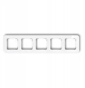 Karlik 5-gang universal rounded frame, glass effect, white frame with matte graphite base