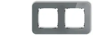 Двойная универсальная рамка Karlik ICON, закругленная, эффект стекла, графит/черный