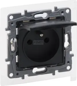 Розетка Legrand Niloe Selection 2P+E IP44 16A 250В со шторками и винтовыми зажимами, антрацит