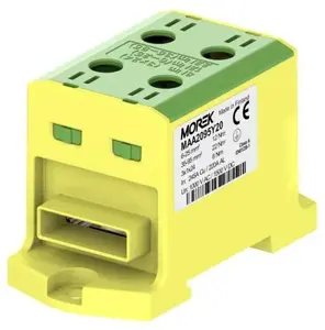 Универсальная клемма MOREK OTL95-2B, 2xAl/Cu 6-95мм2, желто-зеленая, 1000В AC/1500В DC