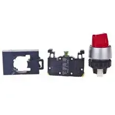 Spamel ST22-P.C-10 2-Position Selector Switch, 22mm, Red Knob, 1NO, Maintained