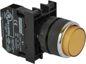 Emas T0-B100HS Extended Push Button, Momentary, 1NO, Yellow