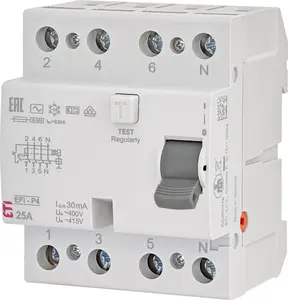 Дифференциальный выключатель Eti-Polam EFI-P4 4P 25A 30мА тип AC