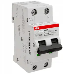 ABB DS201 C32 AC30 Residual Current Circuit Breaker with Overcurrent Protection 1P+N 32A 6kA 30mA Type AC
