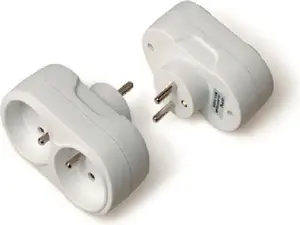 GTV AE-RU0102-00 2-Way Plug-In Socket Adapter with Grounding, White