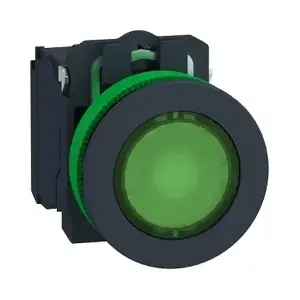 Schneider Electric Harmony XB5F Flush Illuminated Push Button, Green, 230-240V AC, 1NO+1NC