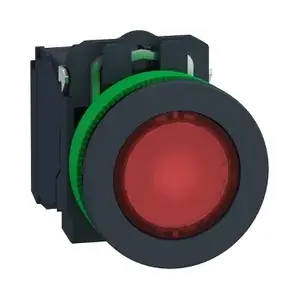 Schneider Electric Harmony XB5F Flush Illuminated Pushbutton, Red, 24V AC/DC, 1NO+1NC