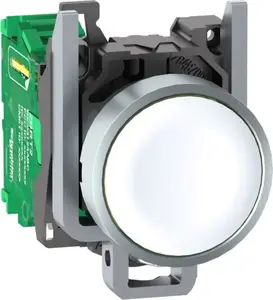 Schneider Electric Harmony XB4R Wireless and Batteryless Pushbutton Head with Transmitter, White Metal