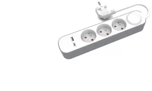 Сетевой удлинитель Plastrol PS-370WS на 3 розетки с выключателем и портами USB-A/USB-C 3м