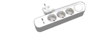Plastrol Power Extension Cord 3x Schuko with Switch and USB-A/USB-C Ports 1.5m