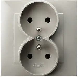 Ospel SZAFIR GP-2ZZ/83 Double Socket with Grounding and Frame, Cashmere Beige