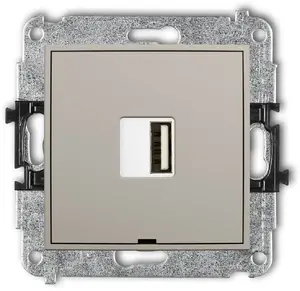 Механизм зарядного устройства Karlik MINI USB-A, 10 Вт, 5 В, 2 А, серо-коричневый