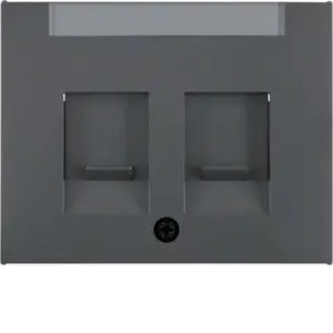 Hager Berker 11827006 Central Plate for Double Data Socket with Labeling Field, Anthracite