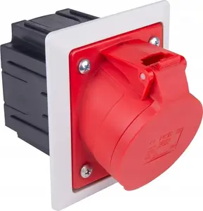 PCE 424-6pkr Panel Mounted Socket with Box 32A 4P 400V IP44
