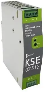SilentiumPC KSE 07512M DIN sliedes impulsu barošanas bloks 12VDC 6.3A 75W