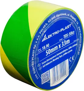ELEKTROPLAST TOS-5zz Self-Adhesive Warning Tape, Yellow-Green, 5cm x 33m