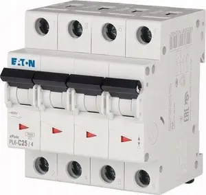 Автоматический выключатель Eaton PL6-C25/4, 4 полюса, характеристика C, 25А, 6кА
