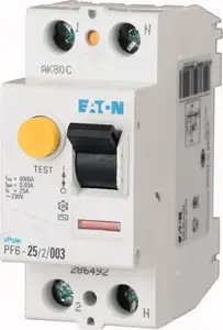 Дифференциальный выключатель Eaton PF6-25/2/01-A 2P 25A 0,1A тип A