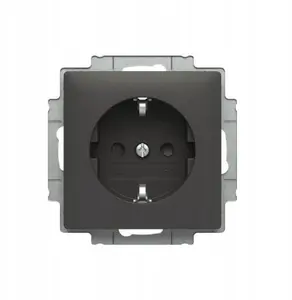 ABB ZONI Schuko Socket with Shutters, Matte Black, 2CHT207657A4237