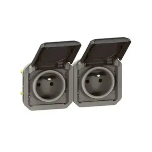 Двойная розетка Legrand Plexo 55 2P+E горизонтальный механизм 16А 250В антрацит