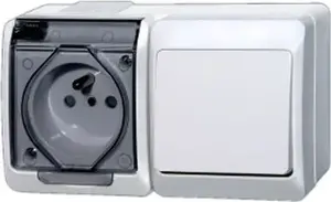 Выключатель лестничный Elektro-Plast Hermes с розеткой с заземлением IP44 0327-11