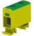 MOREK OTL50 Terminal Block for AL/CU Conductors 1.5-50 mm2, TS35 Rail Mount, 1-Pole, 2-Port, Yellow-Green