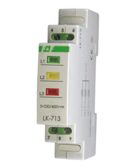 F&F LK-713 R Three-Phase Power Indicator Light, Red, DIN Rail Mount
