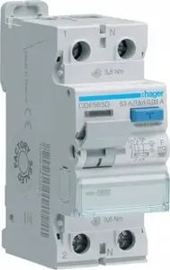 Schneider Electric CDF563D noplūdes strāvas automāts 2P 63A 30mA 10kA tips F