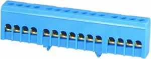 Клеммная колодка нулевая Simet 870N-15FS, 15 полюсов, 15x16мм2, для DIN-рейки TS35, синяя