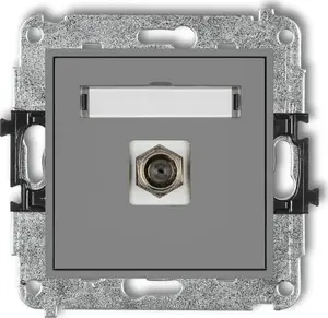 Антенная розетка Karlik MINI типа F (SAT), одинарная, матовый серый