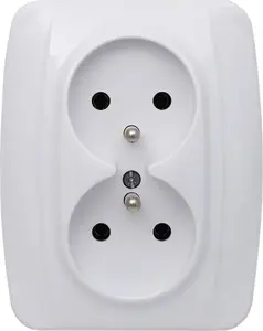 KOS Double Socket Outlet with Earthing, White